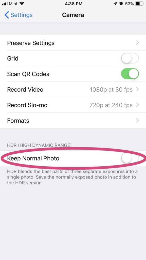 Turn off "keep normal photo" to save iPhone storage space