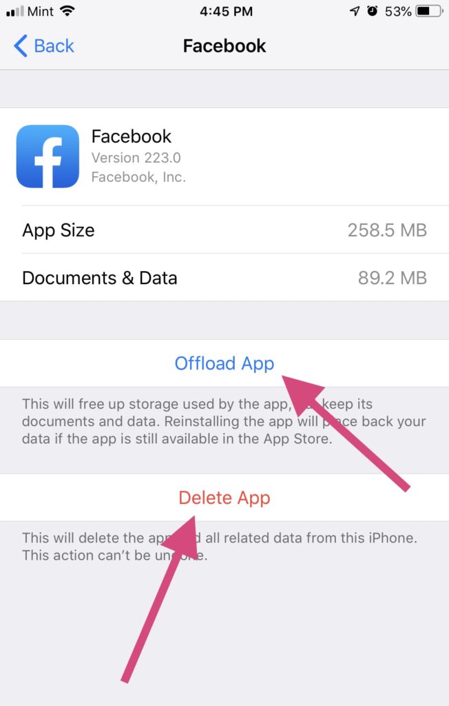 Delete or offload apps to save iPhone storage space