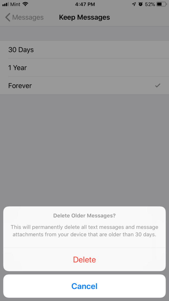 automatically delete old text messages to save storage space on your iPhone
