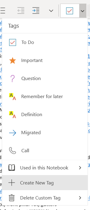 Create custom tags with OneNote to visually identify different types of items on your to-do list.